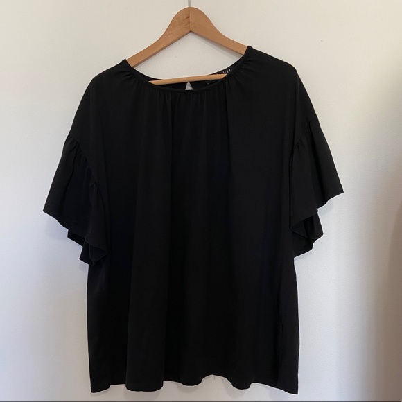 Eloquii Tops - Eloquii Flutter Sleeve Blouse Black